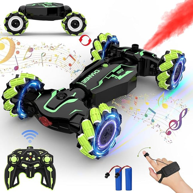 Gesture Sensing RC Stunt Car - 2.4GHz 4WD Drift Hand Remote Controlled Twist Stunts Cars Offroad 360° Rotation, Lights & Music, Birthday Gift for Boys & Girls Ages 6-12