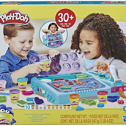Play-Doh Set On The Go Imagine and Store Studio, with 30 Tools and 10 Cans of Modeling Compound, Travel Toys for 3 Year Old Girls and Boys and Up, Non-Toxic