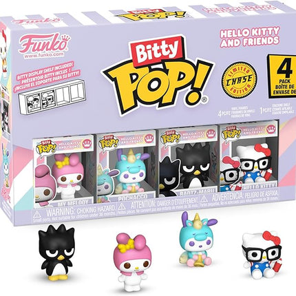 Funko Pop! Bitty: Sanrio - My Melody, Pochacco (Unicorn Party), Badtz-Maru, and Chase Mini Figure - 0.9 Inch (2.2 Cm) - Hello Kitty Collectable - Stackable Display Shelf Included - Gift Idea