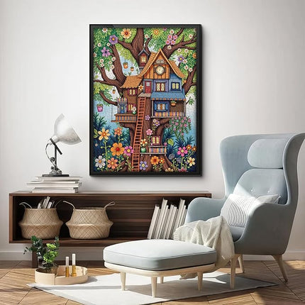 Treehouse Puzzles for Adults 1000 Pieces, Colorful Fantasy Tree of Life Jigsaw Puzzles, Challenging Floral Plant Puzzle
