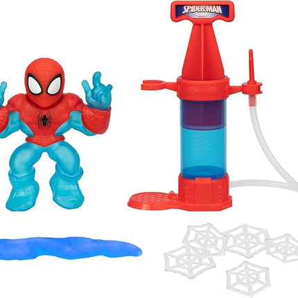Heroes of Goo Jit Zu Marvel Hero Creator Spider-Man with 3 Unique Goo Fillings, Mix, Fill & Create Your Own Stretchy Spider-Man Hero of Goo JIT Zu Action Figure, Mix, Fill & Create Again and Again.