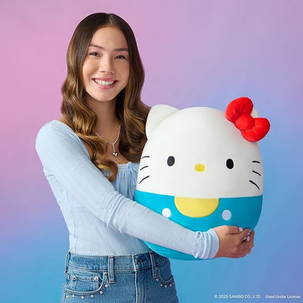 Squishmallows Original Sanrio 14in Hello Kitty in Blue Overalls – Official Jazwares Plush (Large)