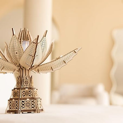 Wood Trick Fiery Bloom Luminous LED 3D Wooden Puzzles for Adults to Build - Interactive Mechanical Movement - Engineering DIY Project Mechanical 3D Puzzle Model Kits for Adults