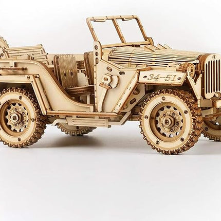 ROKR 3D Wooden Puzzle for Adults Mechanical Car Model-DIY Building Vehicle Kits-Brain Teaser Toys-Gift for Men Women on Birthday/Christmas Day (Army Field Car)