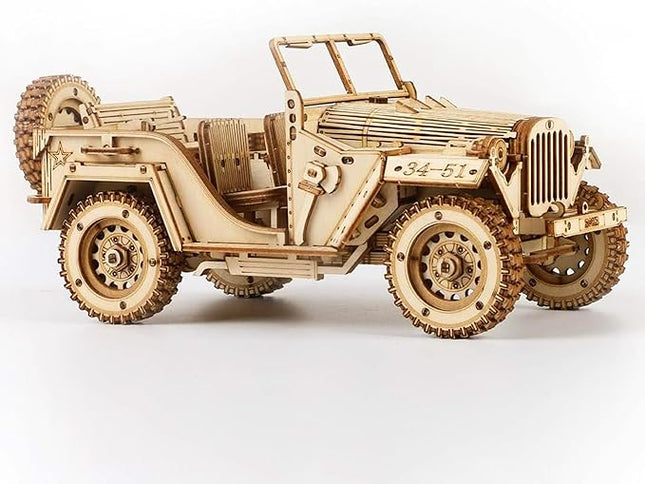 ROKR 3D Wooden Puzzle for Adults Mechanical Car Model-DIY Building Vehicle Kits-Brain Teaser Toys-Gift for Men Women on Birthday/Christmas Day (Army Field Car)