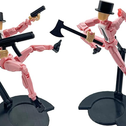 3D Printed 8.13-inch Action Figure Dummy-Mici20, Full Body Mechanical Movable Toy, Multiple Accessories, Desk Decoration (3 HandsType, Bracket, Weapons, Armour) (Pink)