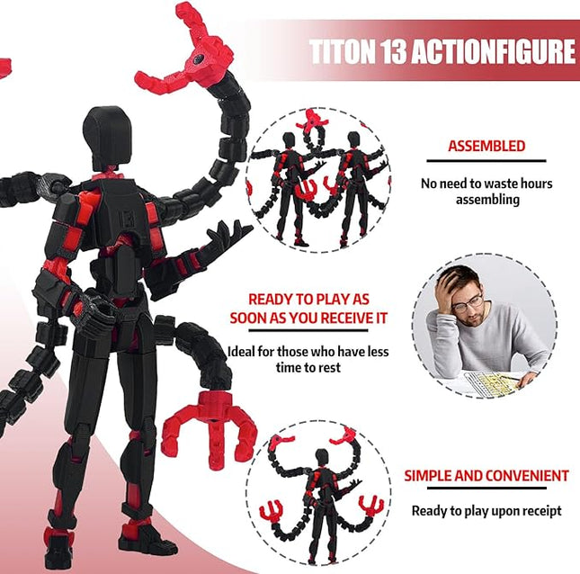 Assembly Completed T13 Action Figure 3D Printed Multi-Jointed Movable T13 Lucky 13 Dummy 13 Nova 13 Robot 13 Action Figure Desktop Decorations for Game Lovers