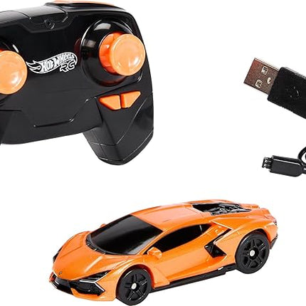 Hot Wheels RC Toy Car, Remote-Control Lamborghini Revuelto in 1:64 Scale, Recharge with USB Cable, Races & Stunts On- and Off-Track with Turbo Boost