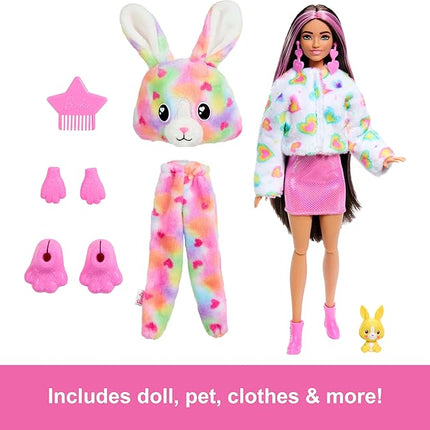 Barbie Cutie Reveal Doll & Accessories, Color Dream Series, Tie-Dyed Bunny Costume & 10 Surprises Including Color Change