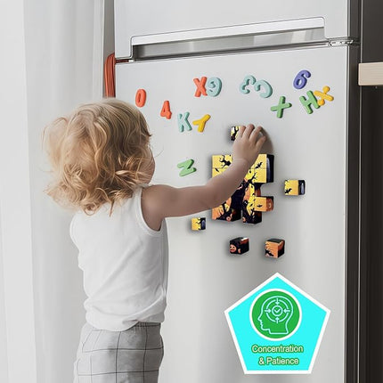 Magnetic Blocks Building Toy,Ritastar 25pcs Mine Stacking Magnet Build Cubes Cartoon Pattern World,STEM Sensory Construction Toys for Kids Gift,Educational Jigsaw Puzzle Set with 3D Halloween Designs