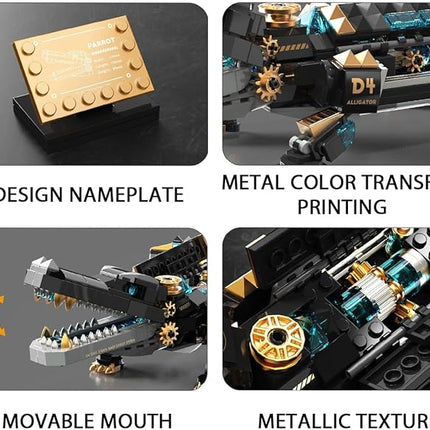 Animal Heavy Armored Jagged Alligator Building Block Toys (500+ PCS), Gifts for Adults and Children