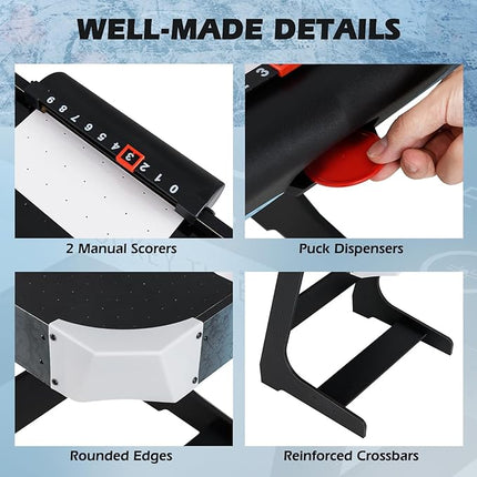 GYMAX Foldable Air Hockey Table, 56 Inch Arcade Style Air Hockey Game Table with Powerful 12V Motor and LED Digital Scoreboard, Includes 2 Pushers and 2 Pucks, for Home, Game Room and Office