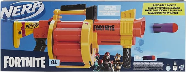 Nerf Fortnite GL Rocket-Firing Blaster - 6-Rocket Drum, Pump-to-Fire - Includes 6 Official Rockets - for Youth, Teen, Adult, Orange