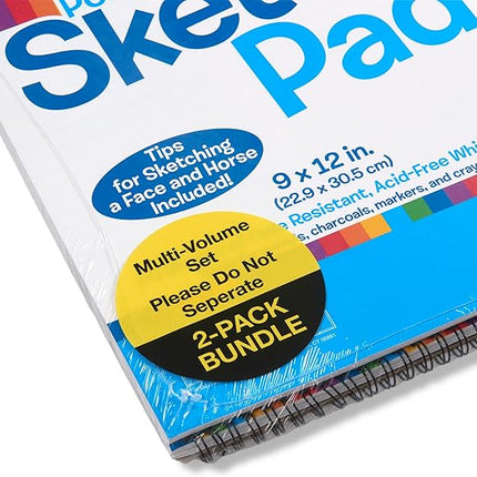 Melissa & Doug Drawing Paper, Sketch Pad, 2-Pack Bundle for Coloring, Writing or Painting (9 x 12 inches) - 50 Sheets Each, Kids Drawing Pad & Art Supplies for Kids Ages 3+ - FSC Certified