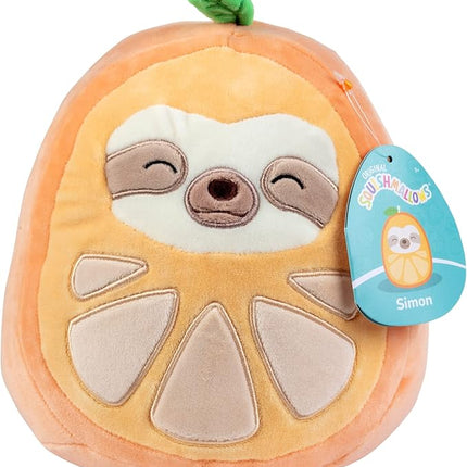 Squishmallow 8" Simon The Sloth Orange Plush Toy – Soft Cuddly Stuffed Animal for Boys, Girls, Kids, Toddlers & Collectors – Cute Hugging Sloth Gift for Birthday, Christmas, Sleepovers, and Playtime