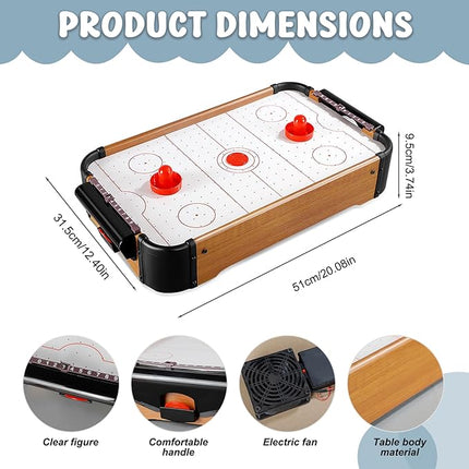 Air Hockey Table for Kids, 20 x 12 x 4 Portable Small Air Hockey Table, Floating Table Games with Electric Fan, Puzzle Tabletop Hockey Games Gifts for Kids Boy Girl, No Battery,Table Games