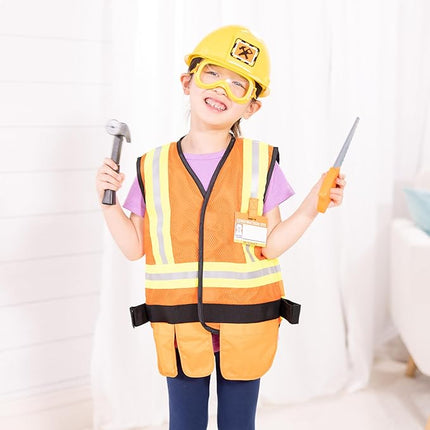 Melissa & Doug Construction Worker Costume Set (6-Piece) with Deluxe Jumbo Cardboard Blocks (24-Piece)
