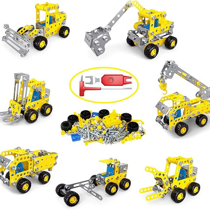 7 in 1 STEM Toys,Creative Set for Boys Age 8-12,Learning Engineering Kids Building Blocks Model Kits,Metal Construction Toys for Kids 8 9 10 11 12+ Year Old(180PCS No Motor)