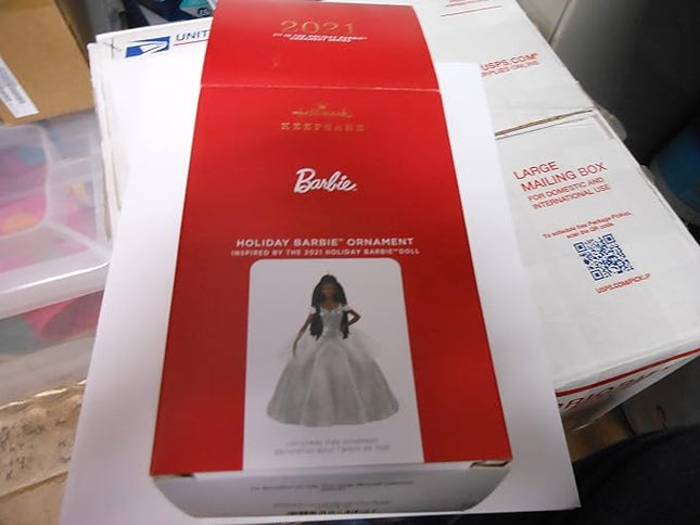 Hallmark Keepsake Plastic Christmas Ornament 2021, Black Holiday Barbie Doll