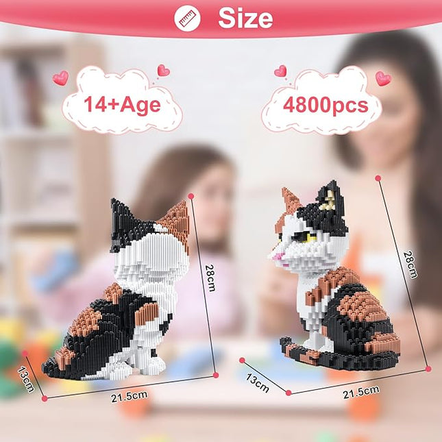 Cat Building Blocks Sets 3D Puzzles Toys Ornaments, 4800pcs Particle Building Blocks, Improve Thinking Concentration, Kids Toys Gifts