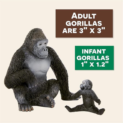 Terra by Battat – 4 Pieces Gorilla Toys Family Set – Realistic Gorilla Figurines – Zoo Animal Toys for Kids and Toddlers 3+ Years – Plastic Jungle Animals