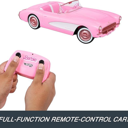 Barbie Hot Wheels RC Corvette from The Movie, Full-Function Remote-Control Toy Car Holds 2 Dolls