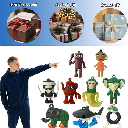 Tralalero Tralala Action Figure,Tung Tung Sahur Meme Unique Action Figures Decorations Gifts, Toys Desktop Decor 12PCS(Brown)