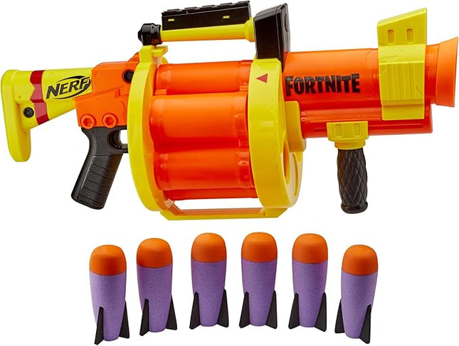 Nerf Fortnite GL Rocket-Firing Blaster - 6-Rocket Drum, Pump-to-Fire - Includes 6 Official Rockets - for Youth, Teen, Adult, Orange
