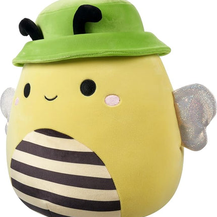 Squishmallows Original 12-Inch Sunny Yellow Bee with Green Bucket Hat - Official Jazwares Plush (Medium-Sized)
