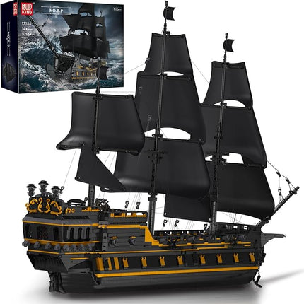 Mould King Large Pirates Ship Model Building Kits, MOC Black Pearl Ship Model Construction Set to Build, Building Block Ship Toys Gift for Age 14+/Adult Collections Enthusiasts (5266+Pieces)