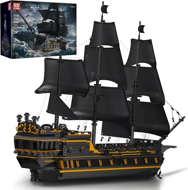 Mould King Large Pirates Ship Model Building Kits, MOC Black Pearl Ship Model Construction Set to Build, Building Block Ship Toys Gift for Age 14+/Adult Collections Enthusiasts (5266+Pieces)