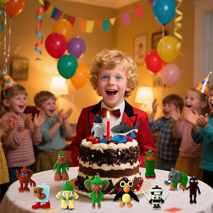 24PCS Tralalero Tralala Action Figure,Tung Tung Sahur Meme Unique Action Figures Decorations Gifts,Brainrot Meme Shark Figures Toys 2.5in, Toys Desktop Decor (Yellow)