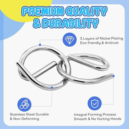 Metal Brain Teaser Puzzles Ring Educational Toys, Steel IQ Games Physics Mind Metal Puzzles for Adults, Unlock Interlock Game, Brain Teaser Puzzle for Party Favor Kids (A)