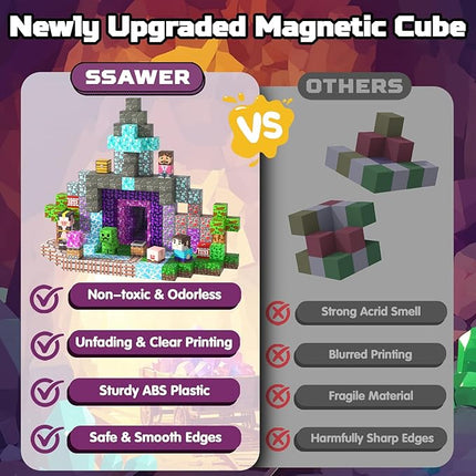 Magnetic Blocks, 150PCS Magnetic Building Blocks Light Up, Stacking Magnets for Kids, Sensory Toy for STEM Constructions Magnet Blocks for Boys Girls Age 3+, Christmas Birthday Gifts