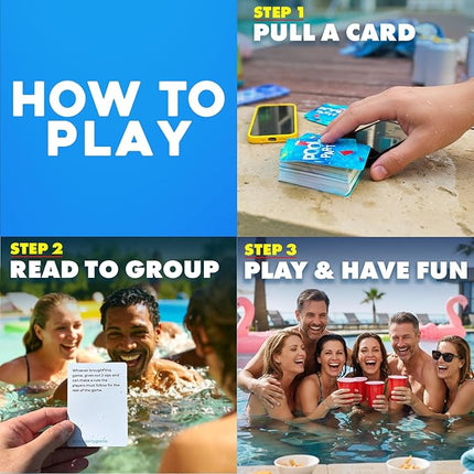 Pool Party Adult Party Game | First Waterproof Pool Card Game for Adults | 100 Hilarious Pool Games for Adults | Perfect for Pool Day, 21st Birthday, Bachelorette, Game Night, or Vacation