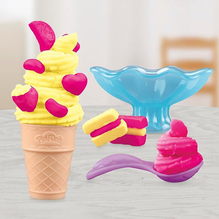 Play Doh Kids Modeling Dough, Fun Mini Ice Cream Parlor, Set with Accessories and 2 Colorful Putty Pots, Children's Day Gift for Ages 3 and Up
