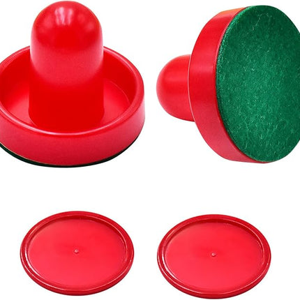 2 Red Air Hockey Pushers and 2 Red Pucks, Mini Air Hockey Pushers and Air Hockey Pucks Great Goal Handles Pushers Goal Handles Paddles Replacement Accessories (76mm)