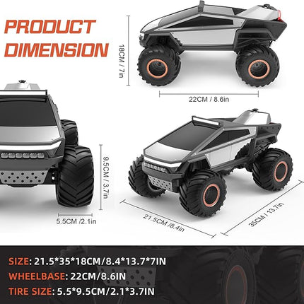 1:12 RC Car Remote Control Monster Truck with Lights & Spray Function Christmas Birthday Gift for 6 7 8+ Year Old Boys Girls
