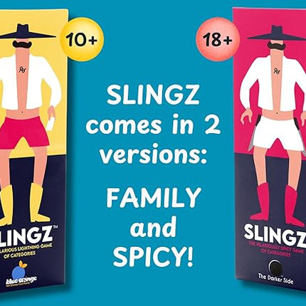 Slingz by Blue Orange Games, Fast and Hilarious Word Card Party Game of Categories for Ages 10 & Up, 2 to 7 Players