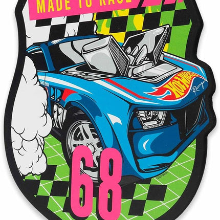 Hot Wheels Made to Race Wood Wall Decor - Bold Hot Wheels Racing Sign Featuring Blue Muscle Car Art