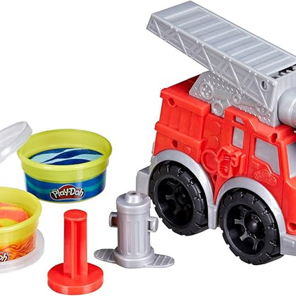 Play-Doh Wheels Fire Engine Playset with 2 Non-Toxic Modeling Compound Cans Including Water and Fire Colors, Firetruck Toy for Kids 3 and Up