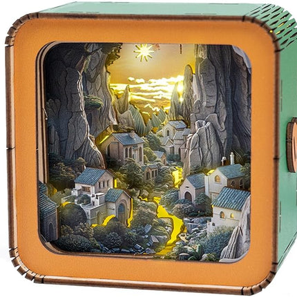 3D Puzzle Nightlight-DIY LED Light Canyon Village Wooden Puzzle-Art Lamp and Craft Kits for Kids and Adults-Birthday Gifts Toys-Home Desk Decor Family Game