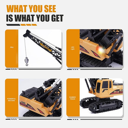 Remote Control Crane Toy, 1:14 Scale RC Construction Vehicle with Metal Hook & 2 Batteries Included - Realistic Engineering Toy Truck, for Boys Girls 3 4 5 6 7 8 Years Old