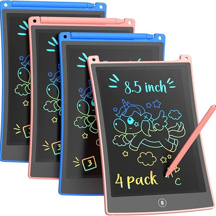 KOKODI 8.5 Inch 4 Pack LCD Writing Tablet for Kids, Colorful Doodle Board, Car Trip Travel Games Learning Toys, Erasable Drawing Pad, Birthday Gifts for Boys Girls Age 3 4 5 6 7 8(Blue & Pink)