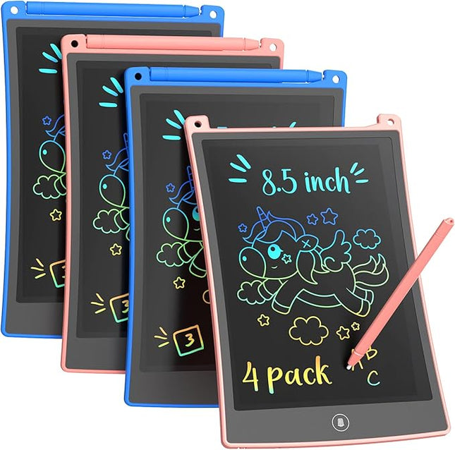 KOKODI 8.5 Inch 4 Pack LCD Writing Tablet for Kids, Colorful Doodle Board, Car Trip Travel Games Learning Toys, Erasable Drawing Pad, Birthday Gifts for Boys Girls Age 3 4 5 6 7 8(Blue & Pink)