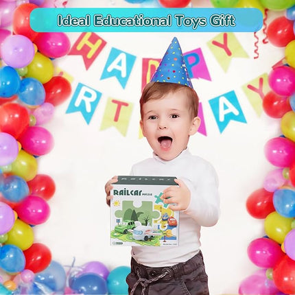 New Plastic Puzzles for Kids Ages 3-5 with A Cute Vehicle, Toddler Puzzle Track Play Set Gift, Critical Thinking Educational Toys, Toys for 3 4 5 6 Year Old Boys Girls