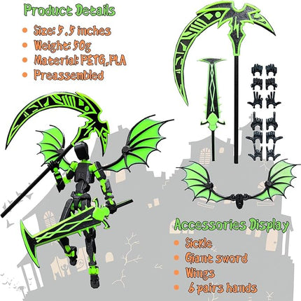 Assembled T13 Action Figure Set, 3D Printed Robot 13, Lucky 13 Set, Titan 13 Robot, Collectors Desktop Decoration, Green