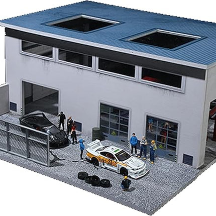 1:64 Scale Diorama Collection with LED Lighting - Includes Factory Building, DTM Light Version Track, Initial D Container, and More, Perfect for Mini GT, Time Micro, Hot Wheels, Tomica Cars (Factory)