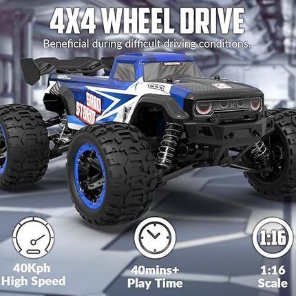 RACENT RC Truck 1:16 4x4 All Terrain RC Car 40KPH High Speed Remote Control Cars for Adults