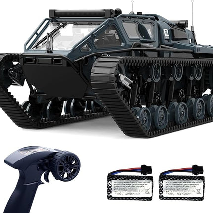 XINGRUI 1:12 Scale Remote Control Car Military Crawler Off-Road RC Tank with 4WD, Adjustable Speed/Steering, 2 Batteries & Openable Doors – All-Terrain RC Truck for Kids Adults, Birthday Gifts